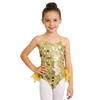 Kids Girls Dance Performance Costume Sleeveless Side Invisible Zipper Back Mesh Patchwork Feather Glittery Sequin Leotard