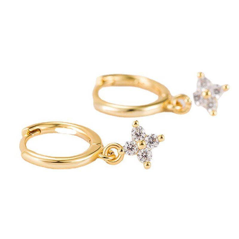 Four Leaf Clover Flower Earrings, Sweet Female Ear Clasps