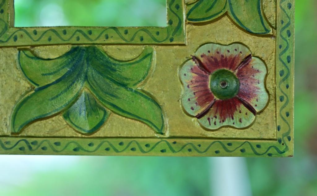 Hand Carved Wooden Jharokha Wall Decor - Indian Flower Design