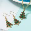 Christmas Necklace Set, Cute Santa Drip Oil Alloy Ring Earrings Bracelet Combination Set