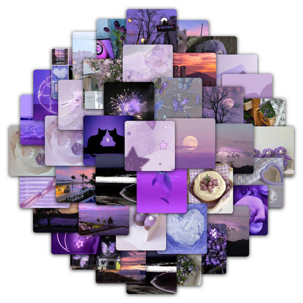 59 Atmospheric Healing Purple Landscape Waterproof Decals for Walls, iPads, and Journals