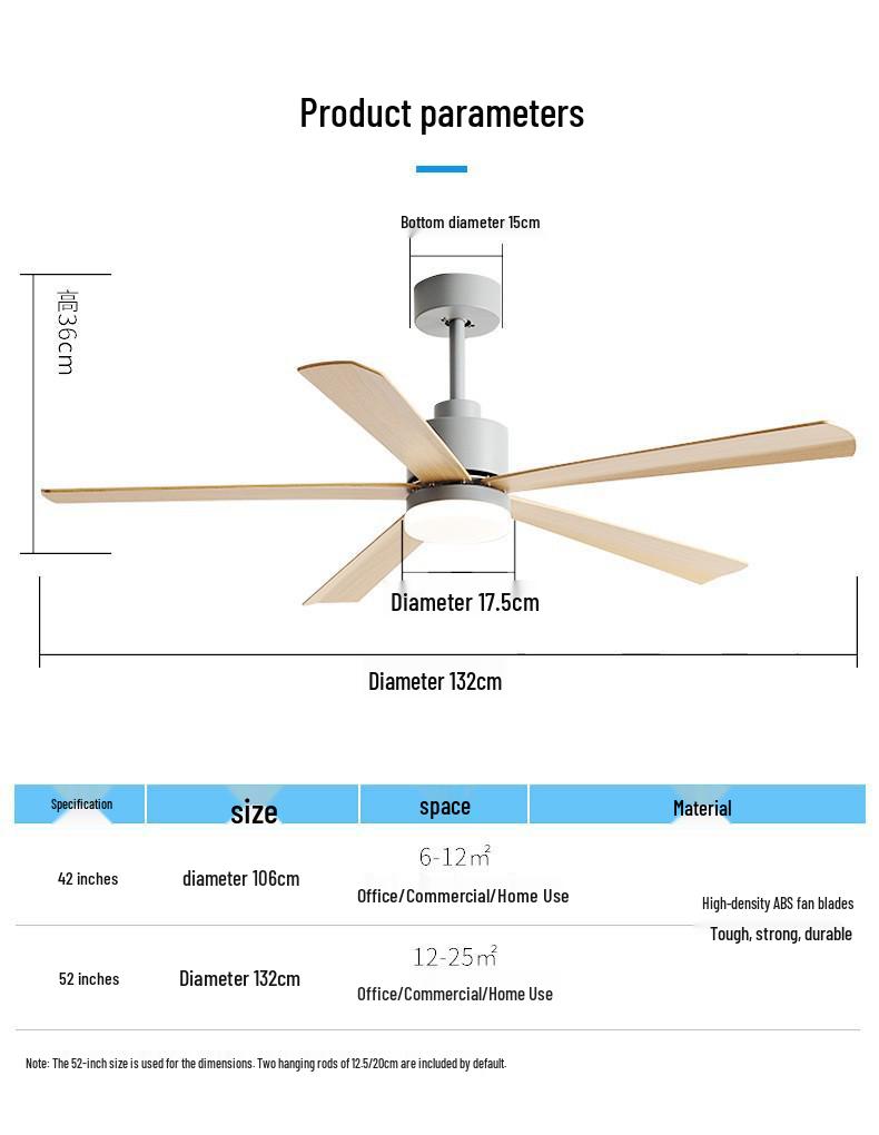 Nordic 54-Inch Ceiling Fan with Light and Chandelier for Living/Dining Room