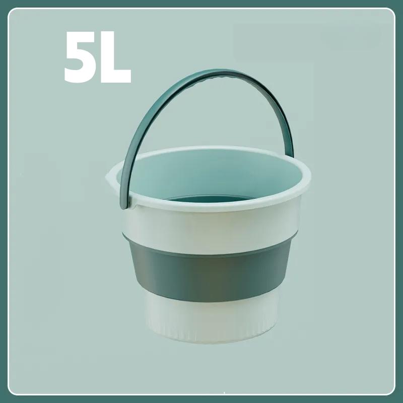 5/10L Folding Portable Bucket with Cover Car Wash Fishing Bathroom Tool Silicone Bucket Outdoor Camping Household Supplies