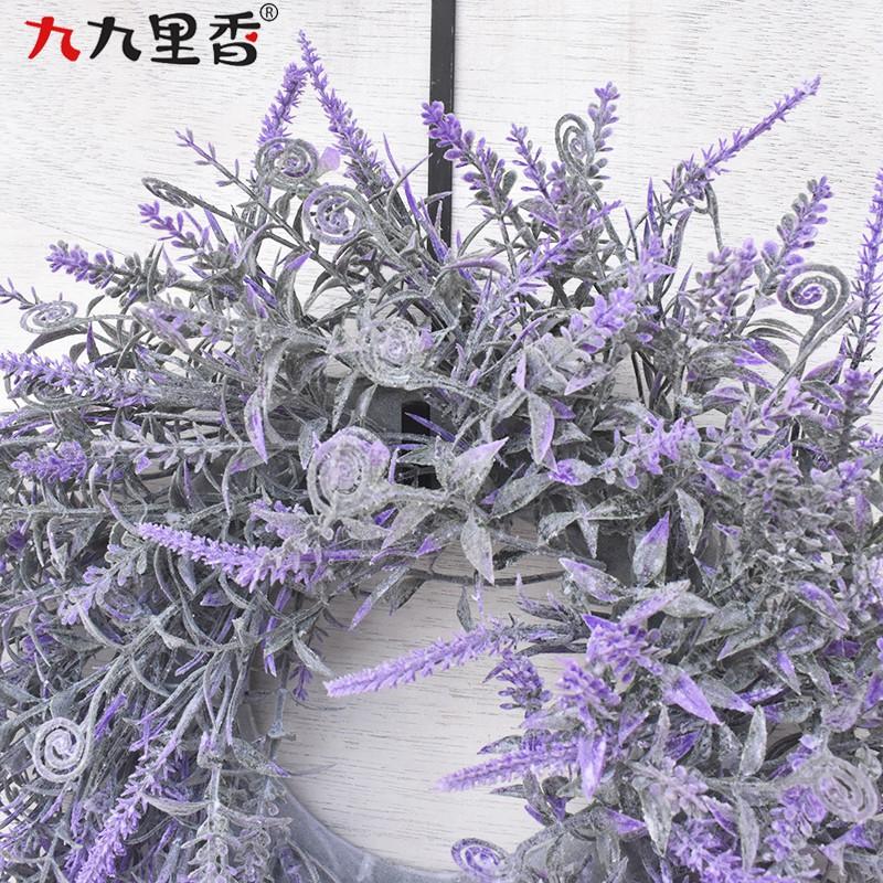 Small Artificial Lavender Wreath Door Decoration Faux Floral Ring With Soft Foliage American Style Home Decor