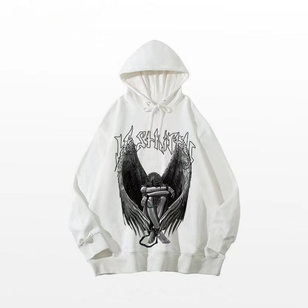 Autumn Men's Angel Skull Letter Print Comfortable Hoodies Sweatshirt Outdoor Street Style Women Clothing