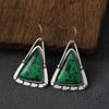 Vintage Asymmetric Water Drop Earrings Jewelry Green Pattern Flower Metal Declaration Earrings Accessories