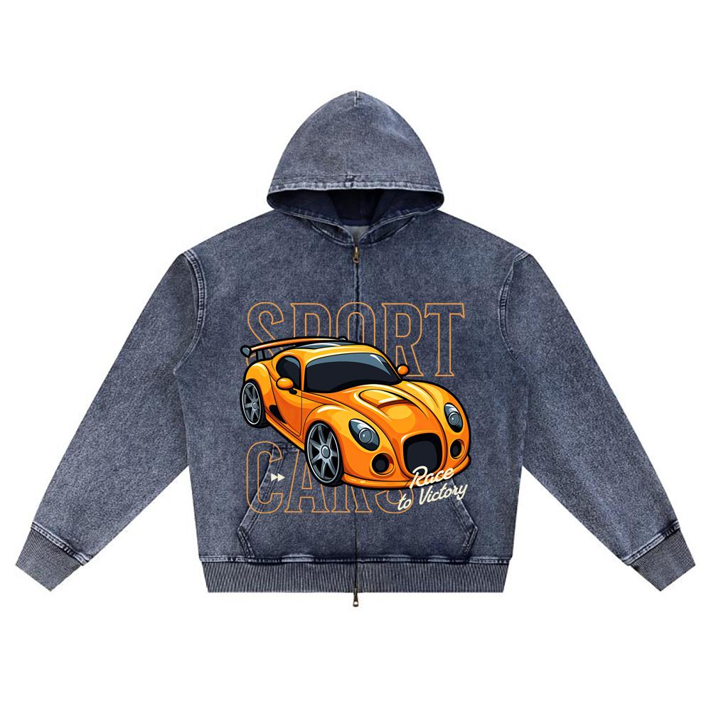 

DTG-печать Вязаный джинсовый худи на молнии Спортивные машины Принт Brother Толстовки на молнии XL темно-синий