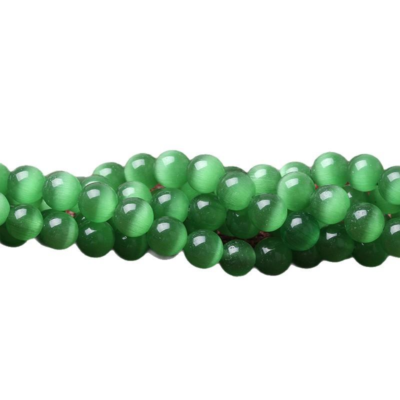 Hongchu Crystal Green Cat's Eye Stone Loose Beads DIY Jewelry Accessories Loose Beads Natural Green Cat's Eye Stone Semi-finished Product