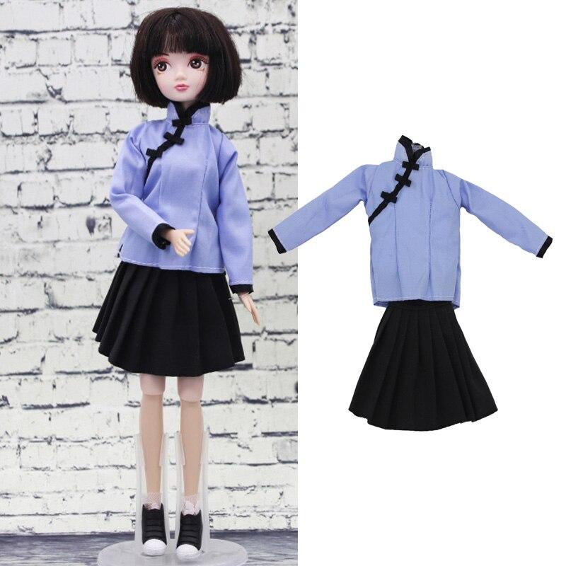 Blue Handmade Doll Accessories Unique Tops Dress For Dolls Costume Clothes For Doll Chinese Traditional Clothes for Barbie Dolls