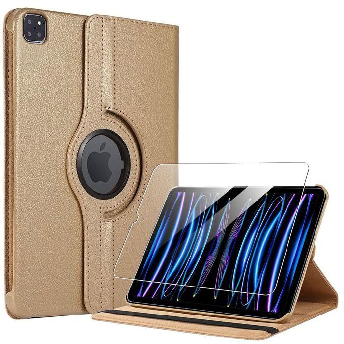 Coque + Verre Trempé - BOOLING - pour iPad Pro 11" - Rotatif 360° - Multi-Angle - Doré