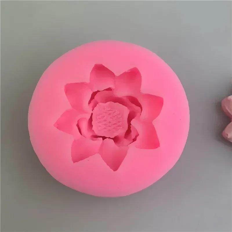 3D Lotus Flowers Silicone Mold DIY Aroma Candles Gypsum Ornaments Molds Handmade Soap Making Supplies Kitchen Baking Candy Mold
