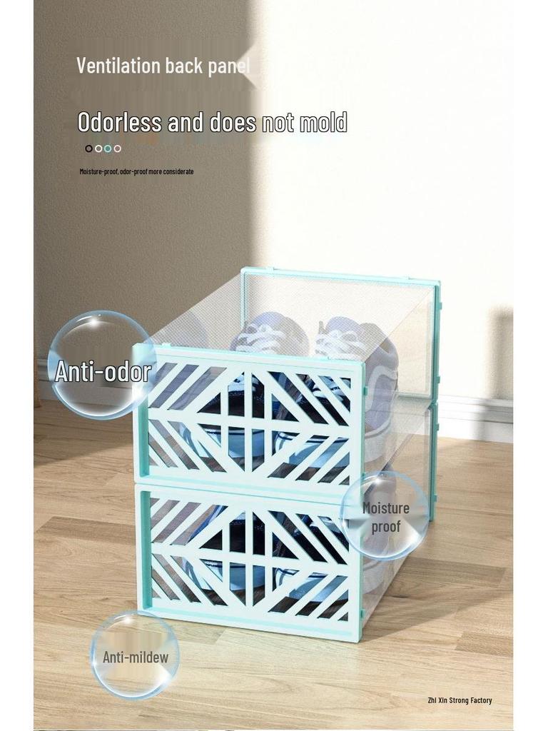 Thickened Double-Frame Transparent Shoe Storage Box - Dustproof & Moistureproof Shoe Rack for Home or Dorm
