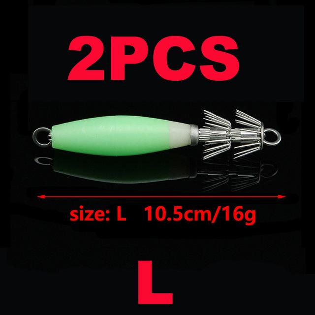 

Bimoo, 2 шт., приманка для глубоководной рыбалки, приманки для кальмаров, светящаяся искусственная приманка для креветок, зонтик, острый жесткий крючок, юбка с рукавами каракатицы L