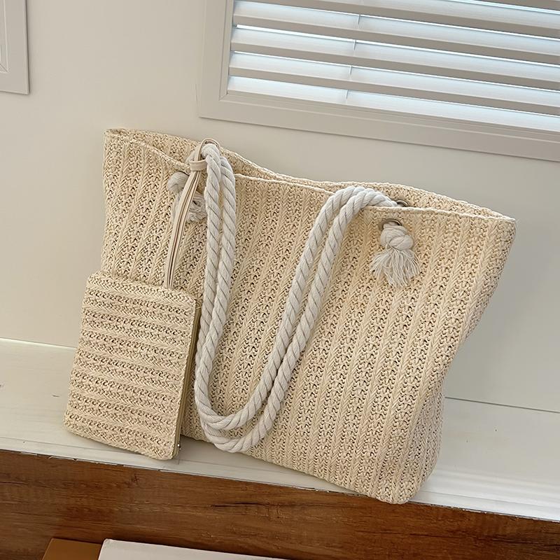 Fashion Large Capacity Straw Tote Bag Designer Women Handbags Handamde Woven Summer Beach Bag Casual Bali Big Purse
