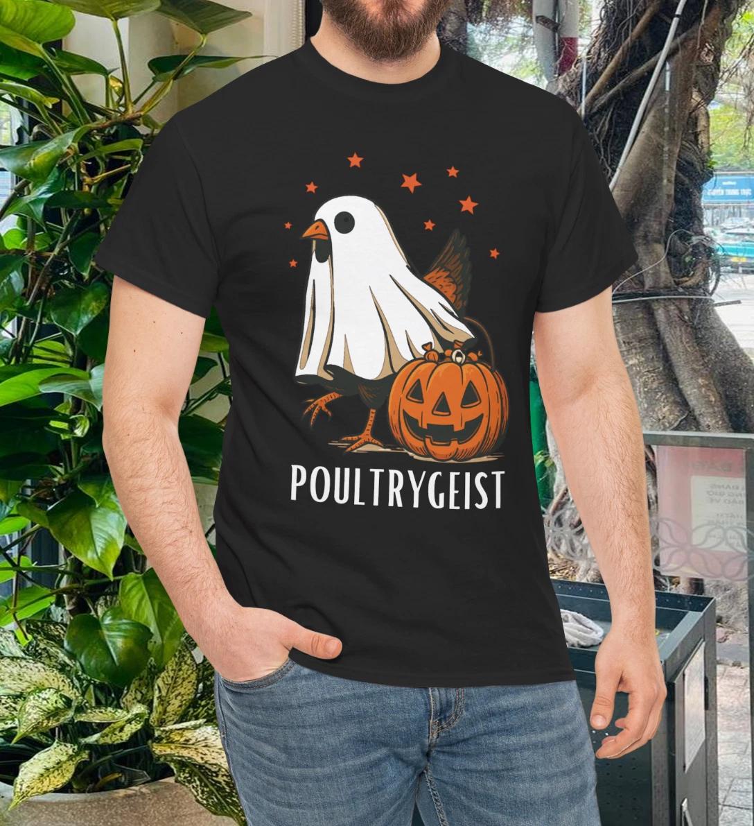 Poultrygeist Funny Halloween Chicken Ghost Costume Pumpkin T- Shirt 4XL