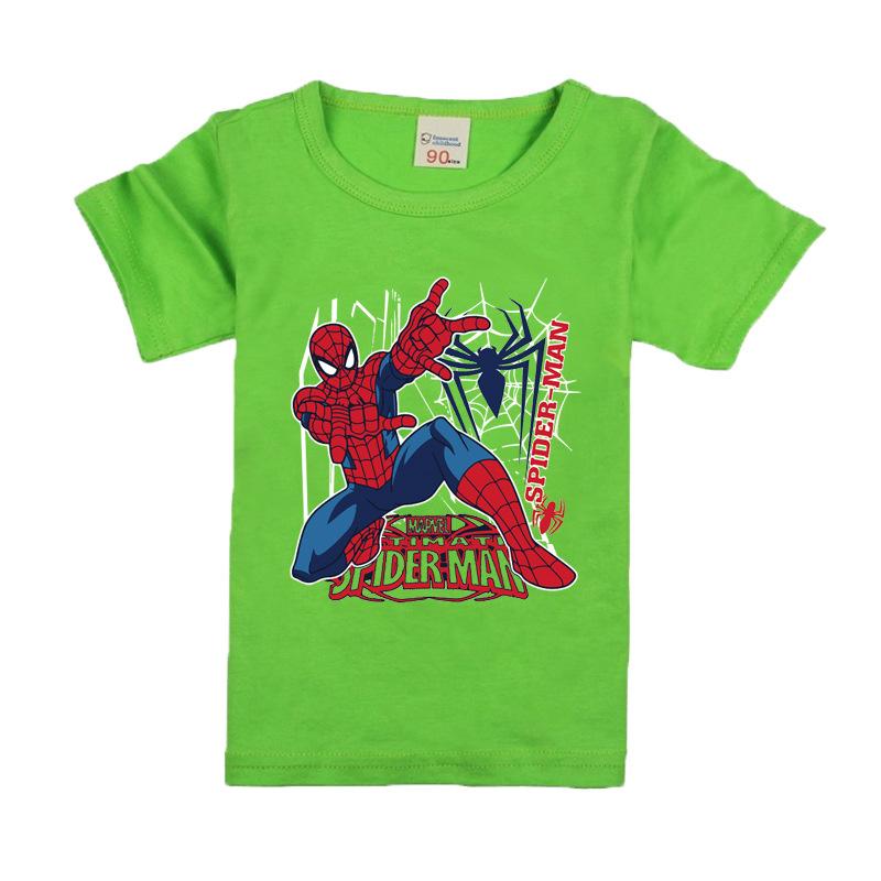 

2026 Summer New Childrens Tshirt Personalized Spider Man Printed Letter Half Sleeve Base Cotton Round Neck Parent Child Wear L