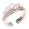 2Pcs Dainty Adjustable Finger Ring 2-In-1 Open Ring Engagement Open Tail Rings