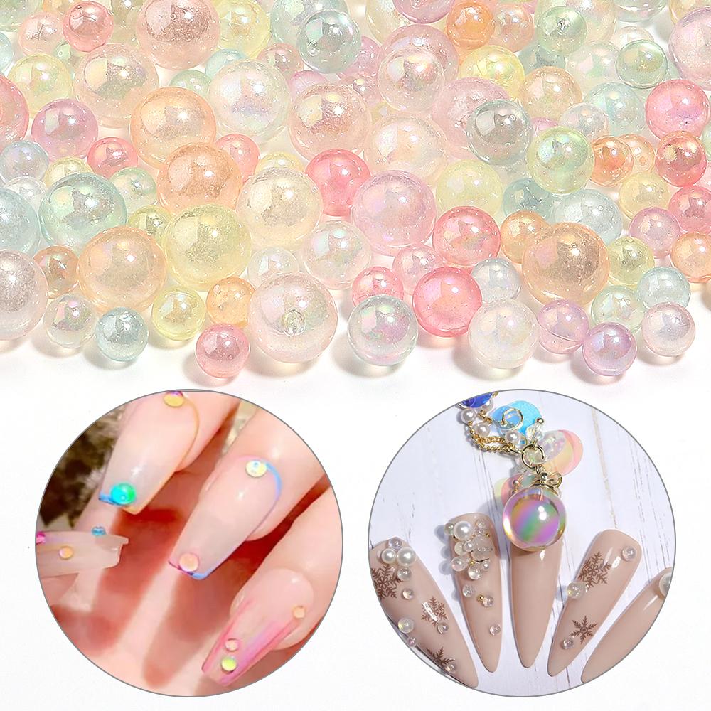 100-200pcs 6/8/10mm Color Plated Imitation Pearl Beads No Hole Loose Acrylic Round Beads For DIY Handmade Bracelet Necklace Deco