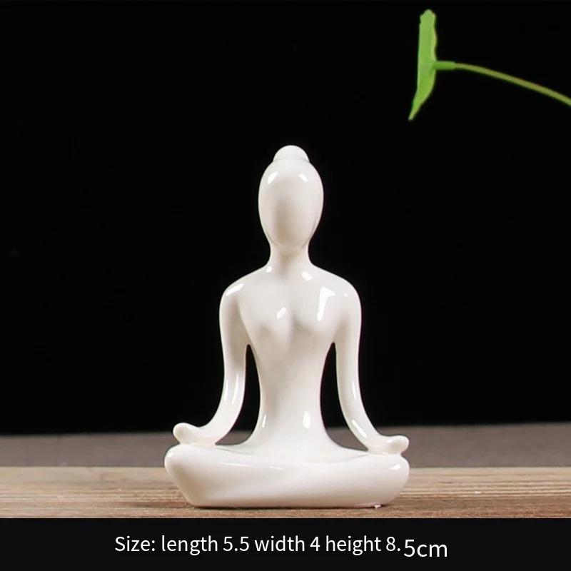 Yogapose Staty Staty Keramisk Prydnad Hem Abstrakt Figur Väggskåp Dekoration