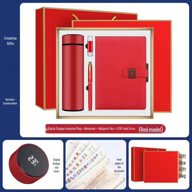 Luxury Business Gift Set: Insulated Cup, Umbrella, and Notebook with Custom Logo for Corporate Events