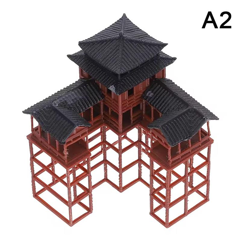 Chinese Inn Statue Ancient Building Model Miniature Japanese Pavilion Decorations Miniature Zen Garden Aquarium Bonsai Ornaments