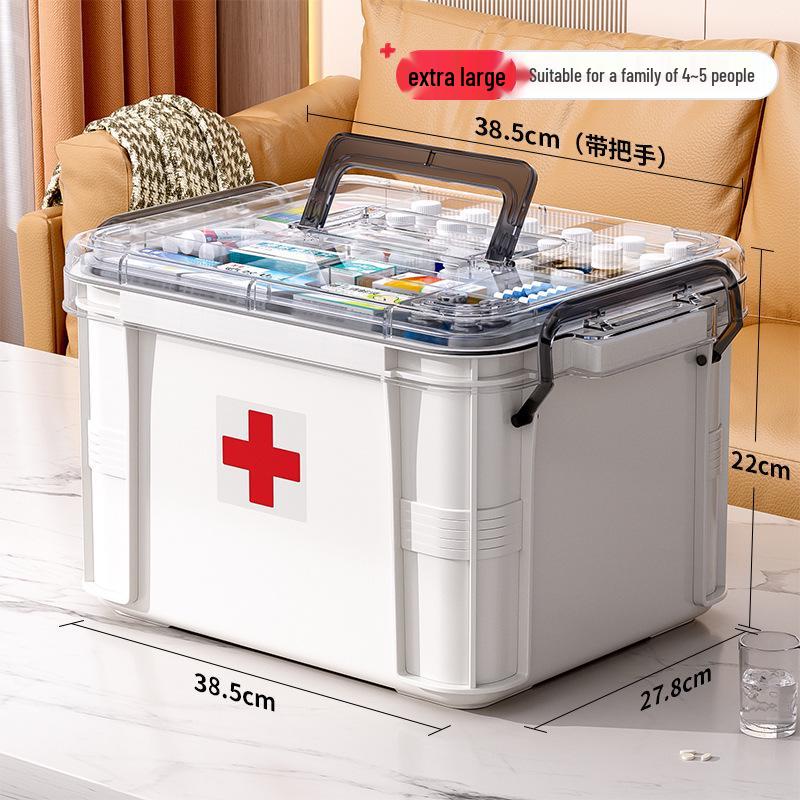 Large Multi-Layer Transparent Family Medicine Box and First Aid Kit