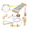 9 Pcs Children Percussion Musical Toy Orff Percussion Natural Wooden Percussion Instruments Musical Toy for Boys Girls