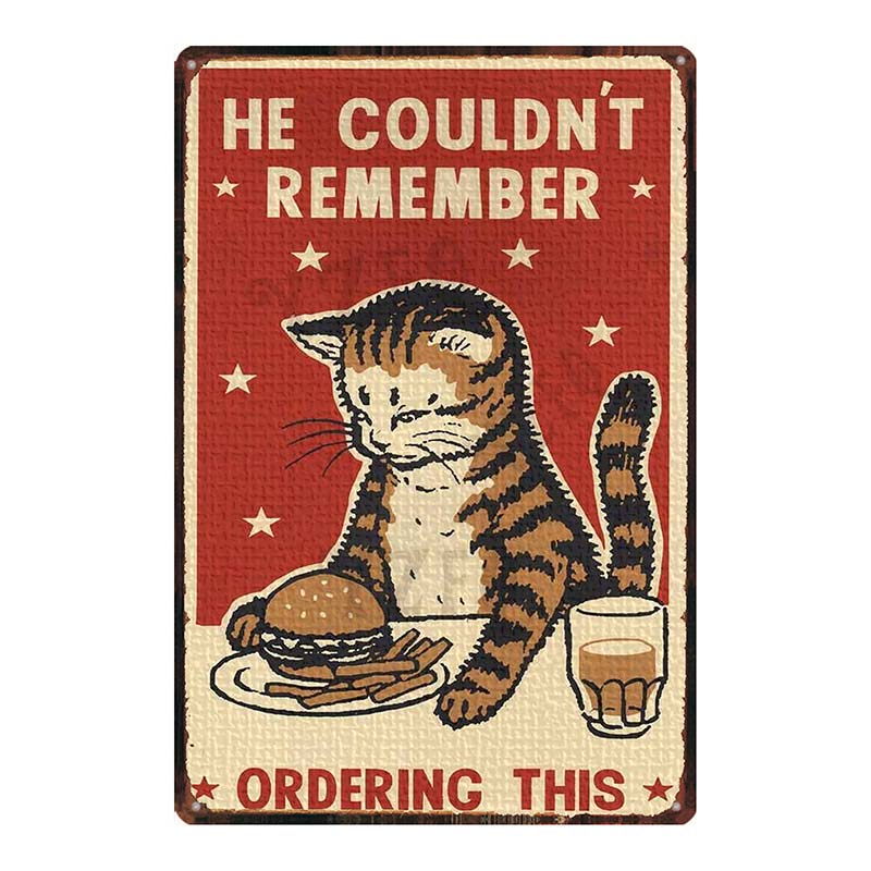 Cat And Dog Diet Funny Picture Metal Tin Signs Plaque Vintage Wall Bar Home Art Pet Shop Decor Customizable 30X20CM DU-7090A