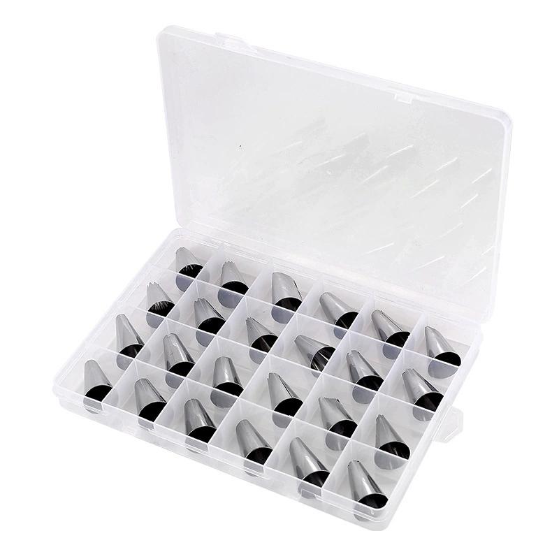 24 Styles Stainless Steel Decorative Pastry Nozzle Cake Decoration Set Box Decoration Nail Conversion Connector Baking Nozzles