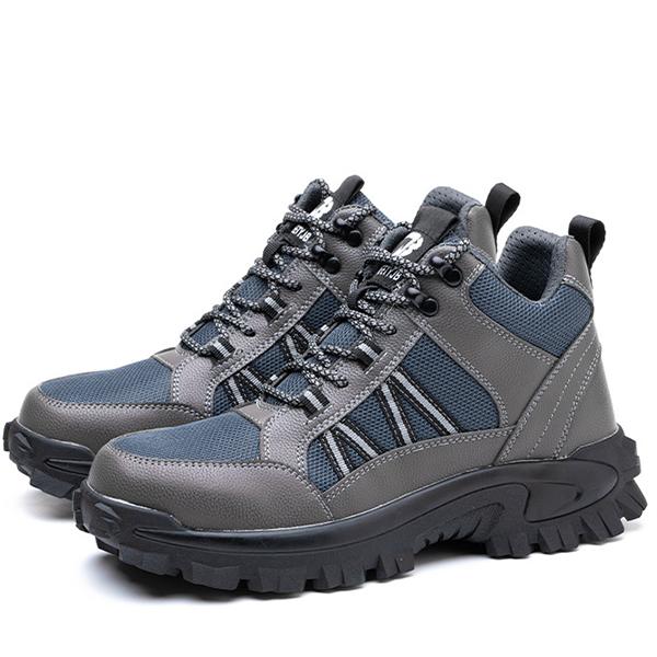 Men's Anti-Puncture Breathable Safety Protective Shoes Steel Toe Wear-resistant Work Boots Men's Protective Hiking Boots Plus Size 36-48