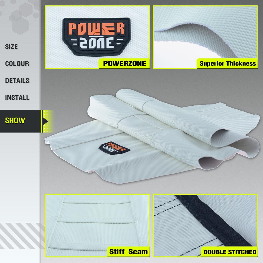 Powerzone White Seat Cover Soft Waterproof Non-slip Ribbed Motorcycle Seat Cover For SXF EXC KXF CRF YZF WR TC TE