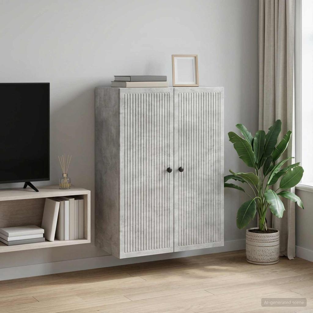 Wall Mounted Cabinet Concrete Grey 66 x 34.5 x 90 cm Particleboard