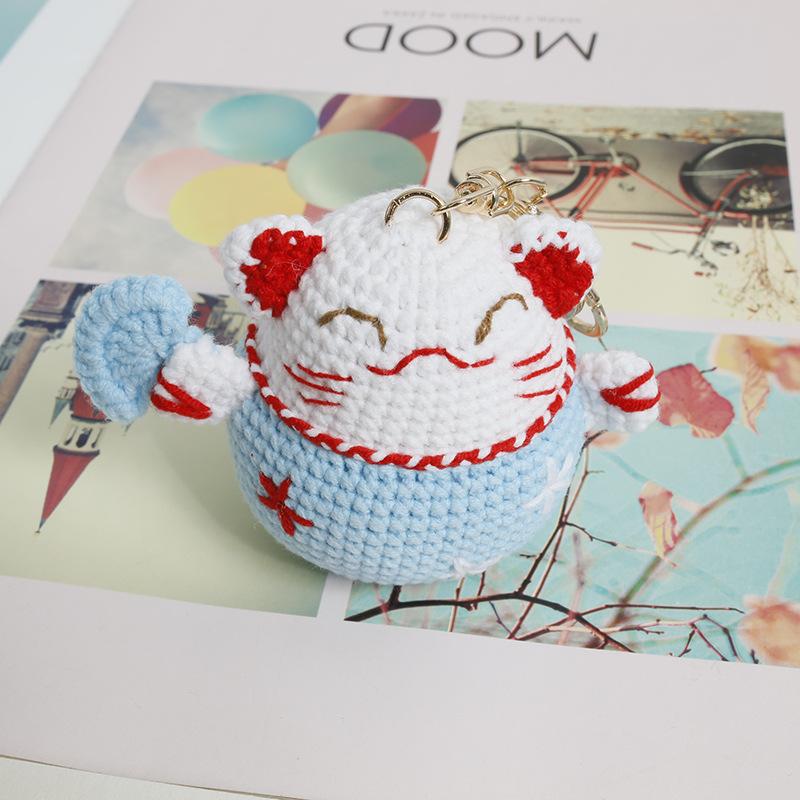 Handmaking Crochet Rabbit Doll Keychain For Gifts Cute Animal Doll Crochet Keychains Knitting Kitten Keyrings Custom