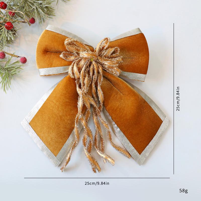 25cm Christmas Tree Bow Decoration Sparkling Glitter Ribbon Bow Knot Xmas Tree Hanging Pendant DIY Wreath Home Party Decorations