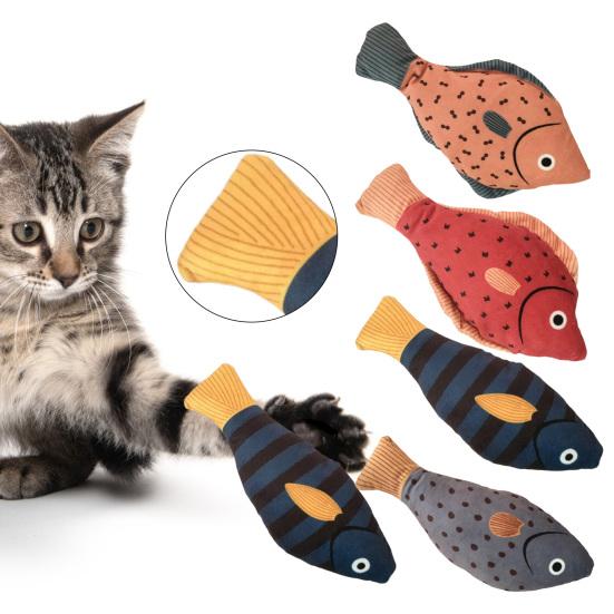 Cat Squeaky Toys Soft Realistic Simulation Fish Pet Chewing Molar Interactive Toys Bite-resistant Plush Kitten Squeak Toys for Pet
