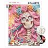DIY Pearl Bead Art Canvas Hair Stylist Skull Floral Pattern Frameless 3D Painting Kit for Bedroom Living Room Wall Decor Art