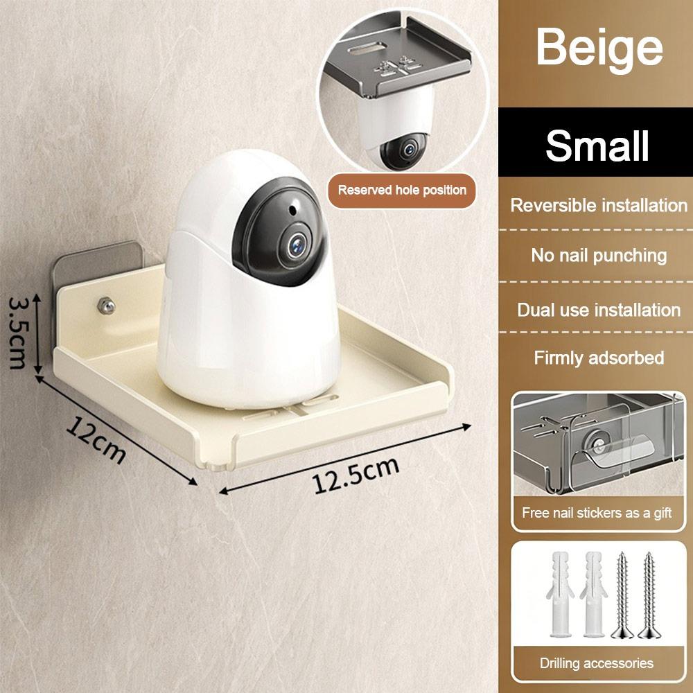 Stainless Steel Wall Mounted Storage Rack No Drill WiFi Router Shelf  Home Organizer beige-small