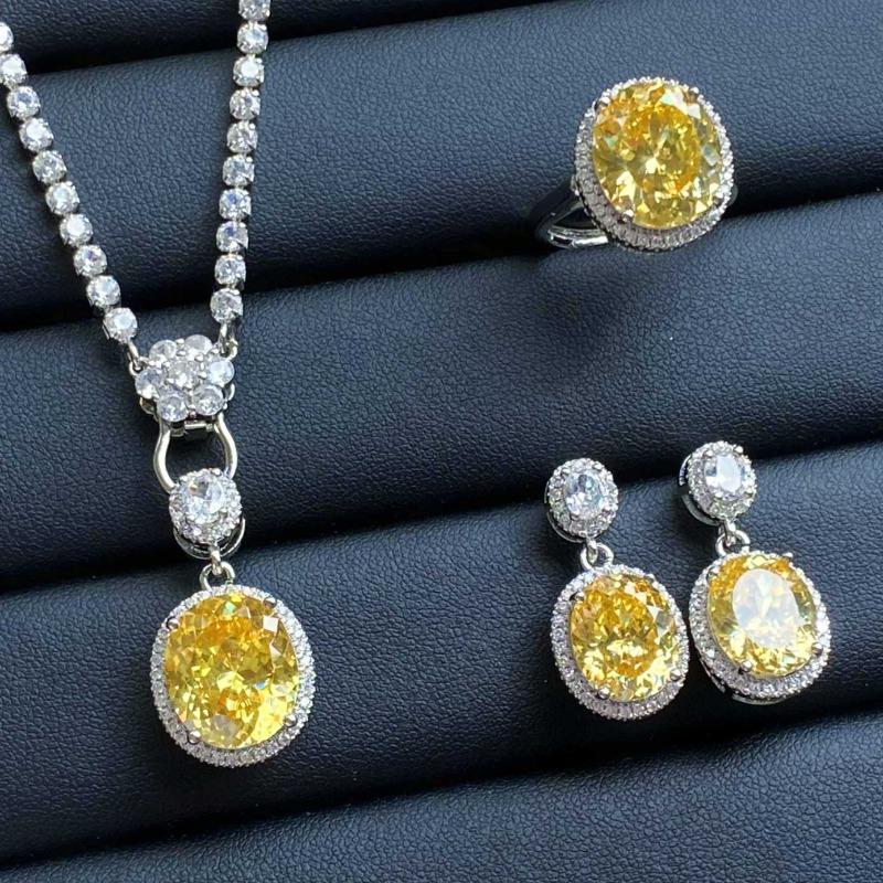 

SACE GEMS классический медный сплав циркон кольцо серьги кулон ожерелье ювелирные наборы подарки для свадебной вечеринки Open жёлтый