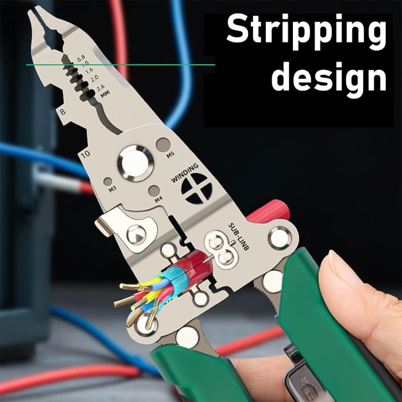 Stainless Steel Wire Strippers Double Function Electrical Tool Nonslip Design Ideal for Electricians and DIY Enthusiasts