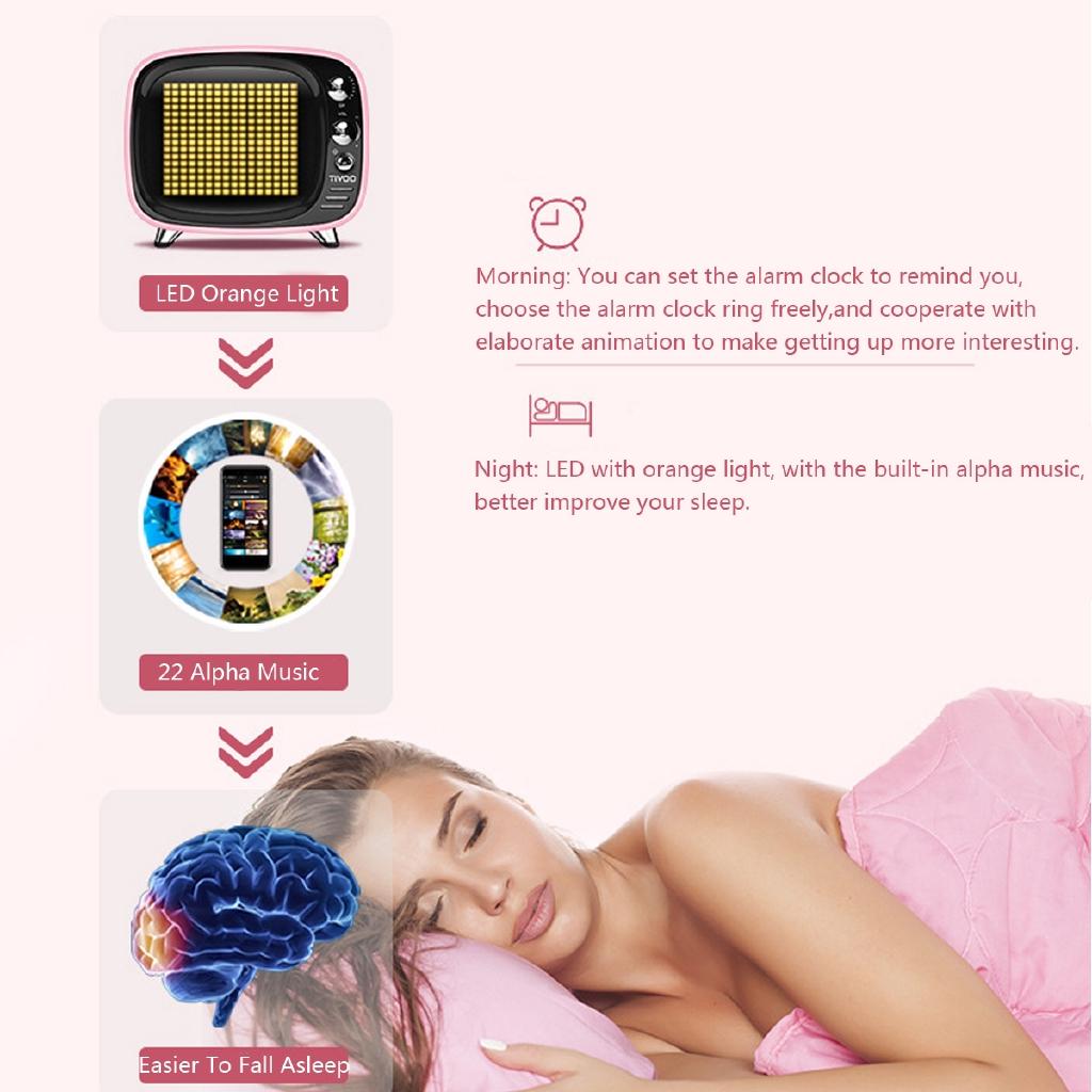 6W Wireless bluetooth Retro TV Speaker Smart Portable Speaker Mini Stereo Alarm Clock Subwoofer Music Player LCD TF Card