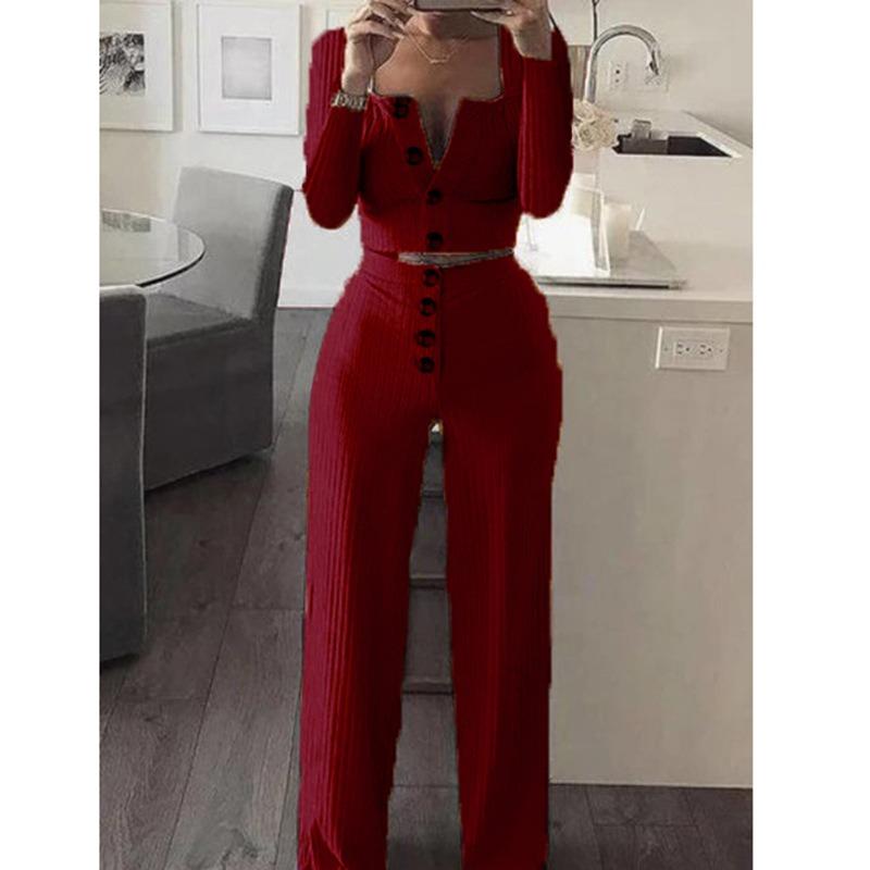 JPNTKY Women's Fashion Casual Long Sleeve Square Collar Pants Suits