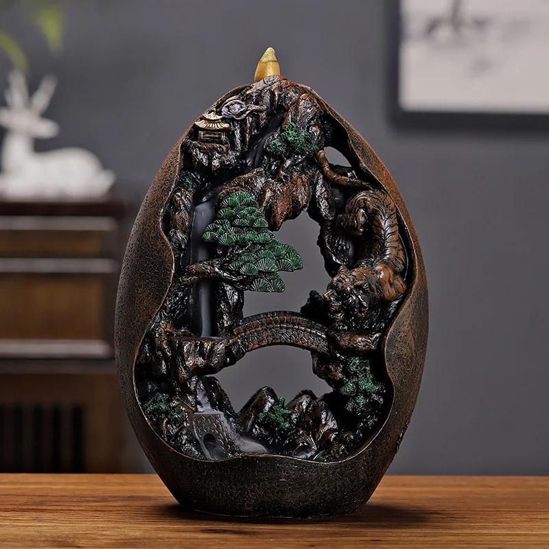 Furniture Ornaments Big Size Backflow Incense Burner Resin Incense Holder Buddhist Supplies for Home Decor Large Christmas Gift