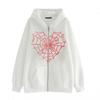 Cross-border new product spot skull wings hooded zipper sweater women's fleece thickened loose sports cardigan sweater women's