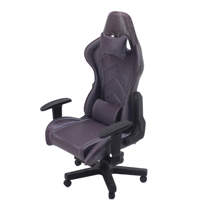 Detailed 1/12 Miniatur Gaming Furniture Set Desk Chair Computer Accessory for Doll House Scene Display and Toy Collection