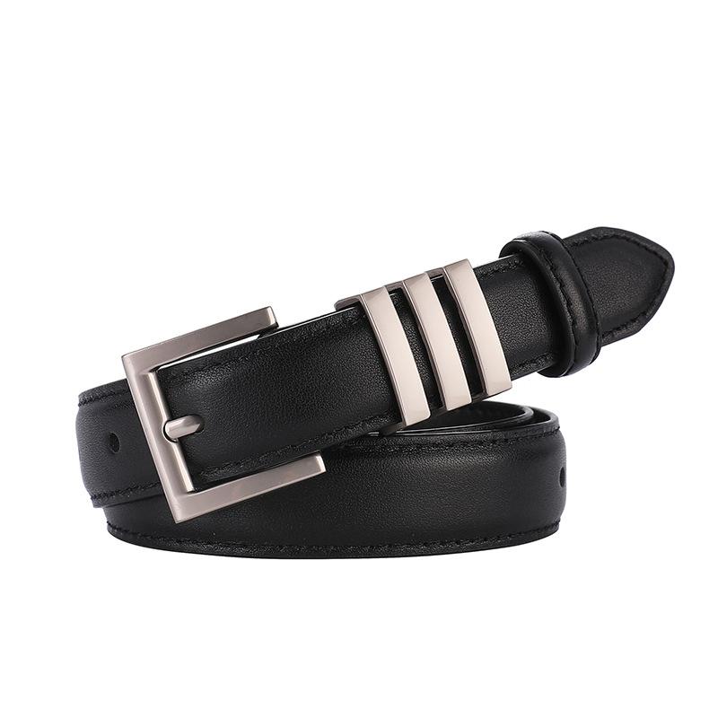 

Meier Women s top grain leather belt - silver buckle, premium & versatile, perfect for suits, jeans, and black leather чёрный