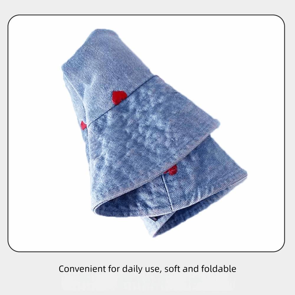 Love Heart Embroidery Denim Fisherman Hat Versatile Sun Protection Hat Fashion Bucket Hat Women