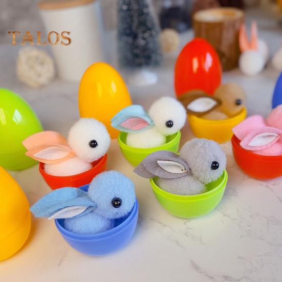 Pre-filled Easter Eggs Openable Egg with Plush Bunny Inside Mini Colorful Bunny In Egg for Kids Easter Egg Hunt Easter Basket Stuffers