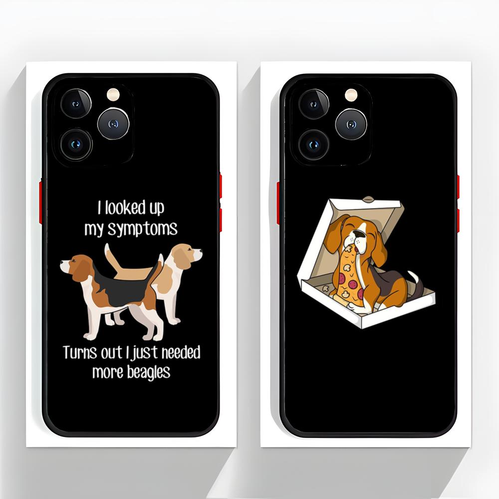 Cute Domestic Dog Breed Beagle Phone Case Black Matte Thin Phone Case For iPhone17 16 15 14 13 ProMax