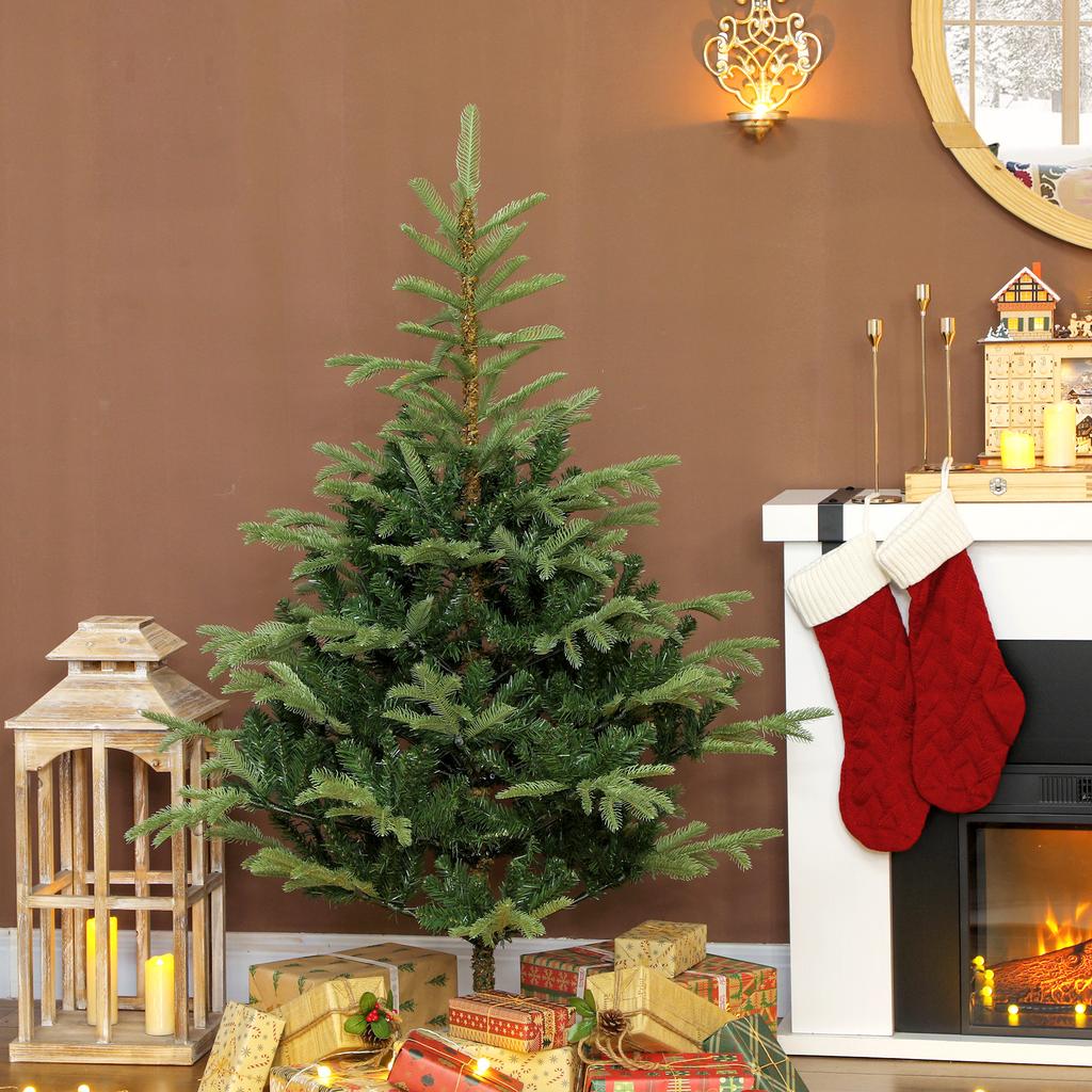 Artificial Christmas Tree 150 Cm with 492 Branches and Folding Metal Stand Easy Assembly for Indoor Living Room Green