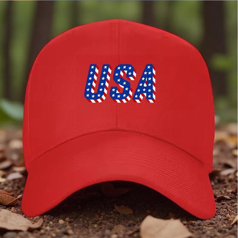 USA Flag Print Baseball Cap Adjustable Polyester Sunshade Hat For Unisex Women